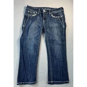 LA Idol Jeans Womens 9 Blue Bootcut Dark Wash Heavy Stitch‎ 31x20 Flap Pocket